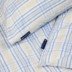 Lexington Beige/Blue Checked Cotton Poplin Bed Set, beige/white/blue