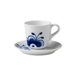 Royal Copenhagen Blå Mega Riflet espressokop med underkop 9 cl