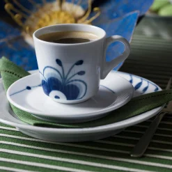 Royal Copenhagen Blå Mega Riflet espressokop med underkop 9 cl