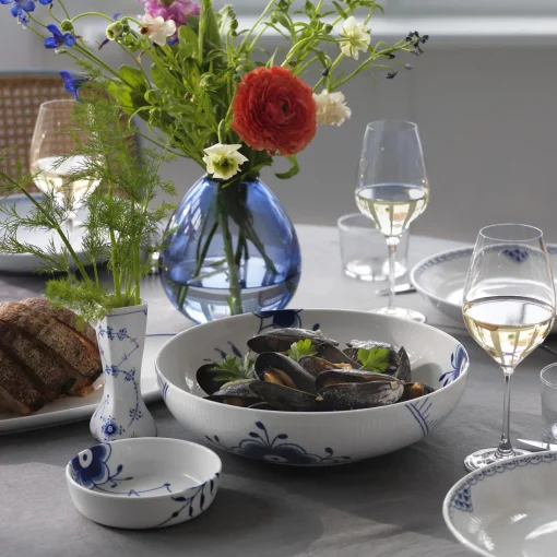 Royal Copenhagen Blå Mega Riflet fad Ø 12,5 cm