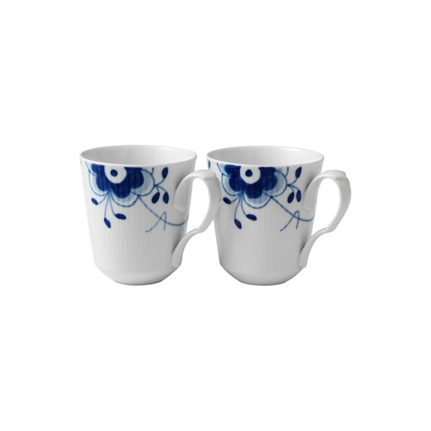 Royal Copenhagen Blå Mega Riflet krus 38 cl, 2 stk
