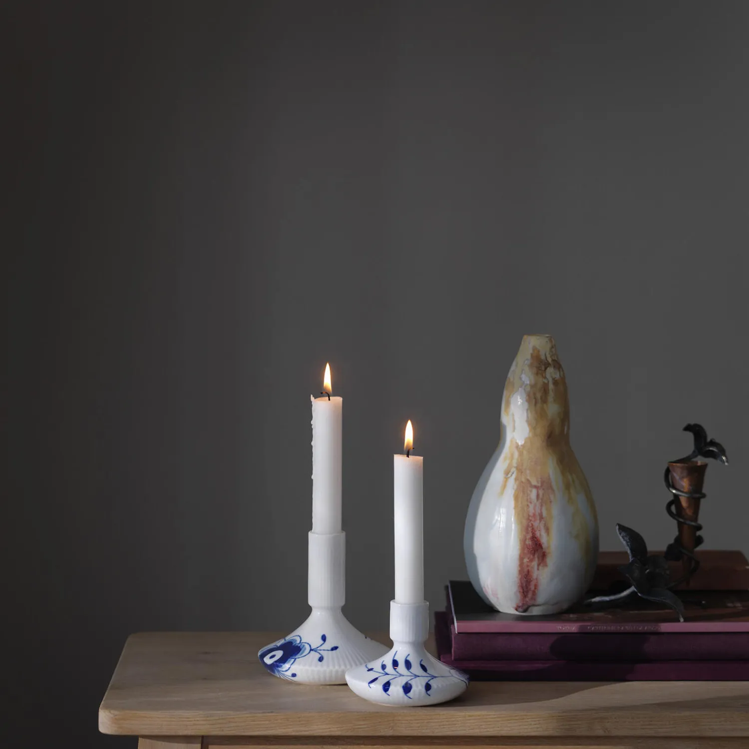 Royal Copenhagen Blå Mega Riflet lysestager 12 cm