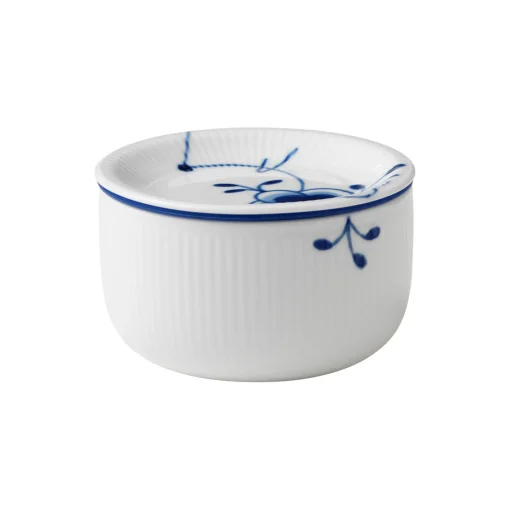 Royal Copenhagen Blå Mega Riflet opbevaringskrukke 33 cl