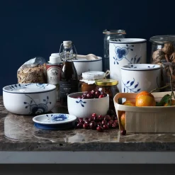 Royal Copenhagen Blå Mega Riflet opbevaringskrukke 33 cl