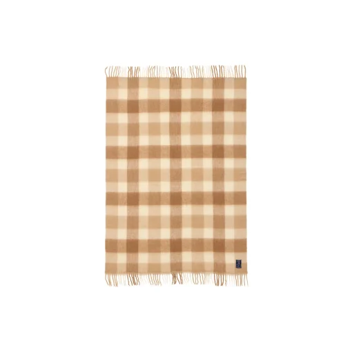 Lexington Checked Mohair Mix Throw, beige/white