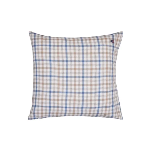 Lexington Cotton Flannel Pillowcase, misty blue/beige/white