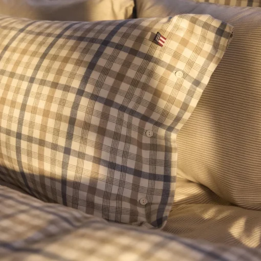 Lexington Cotton Flannel Pillowcase, misty blue/beige/white
