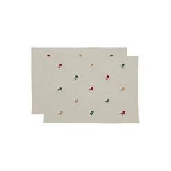 Södahl Dækkeserviet Christmas Hearts Embroidery 2-pk, red