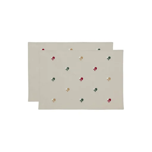 Södahl Dækkeserviet Christmas Hearts Embroidery 2-pk, red