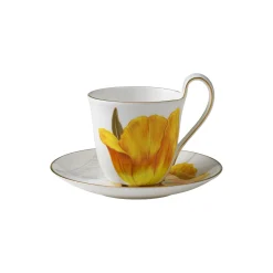 Royal Copenhagen Flora højhankskop med underkop tulipan 27 cl