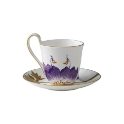 Royal Copenhagen Flora højhankskop med underkop stedmoderblomst 27 cl