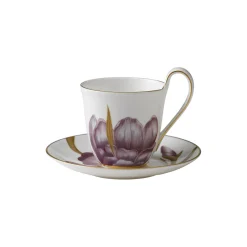 Royal Copenhagen Flora højhankskop med underkop iris 27 cl