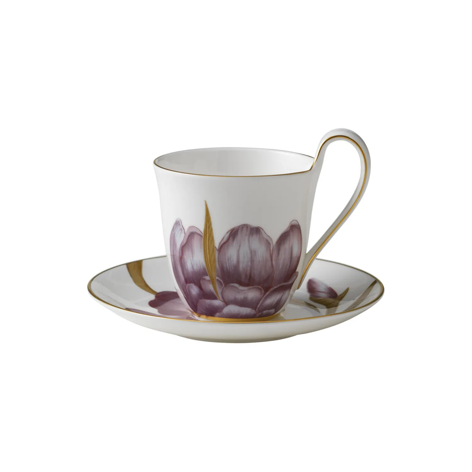 Royal Copenhagen Flora højhankskop med underkop iris 27 cl