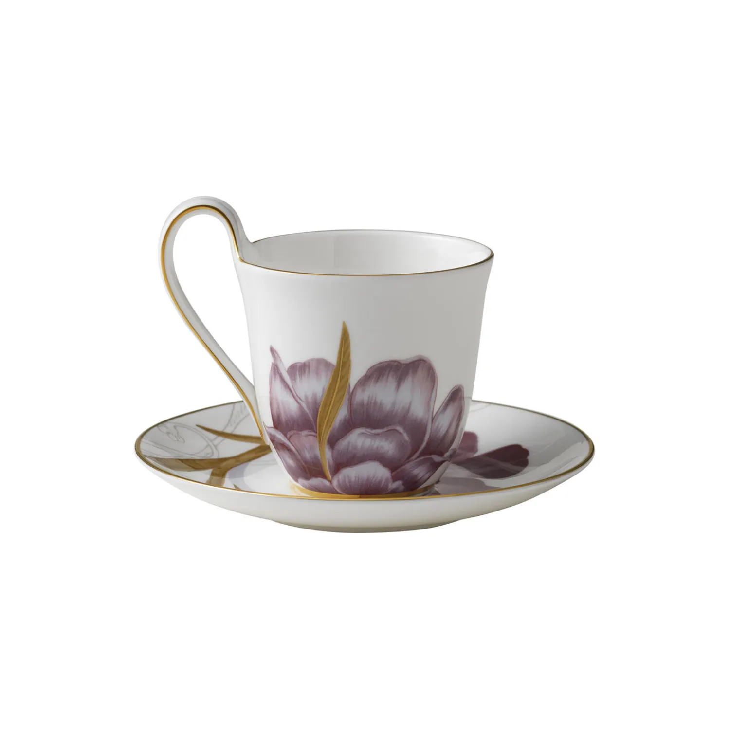 Royal Copenhagen Flora højhankskop med underkop iris 27 cl