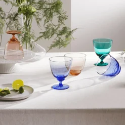 Holmegaard Flow glas på fod, mørk blå