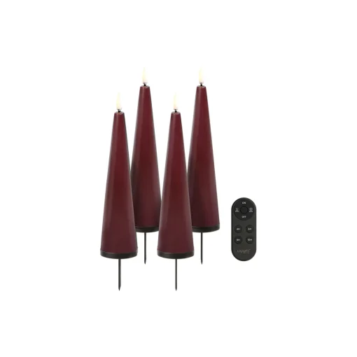 Uyuni Lighting Giftbox w. spike, remote, LED cone candle 4-pack,
