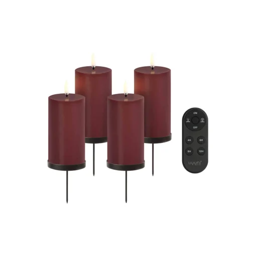 Uyuni Lighting Giftbox w. spike, remote, LED pillar candle 4-pack,