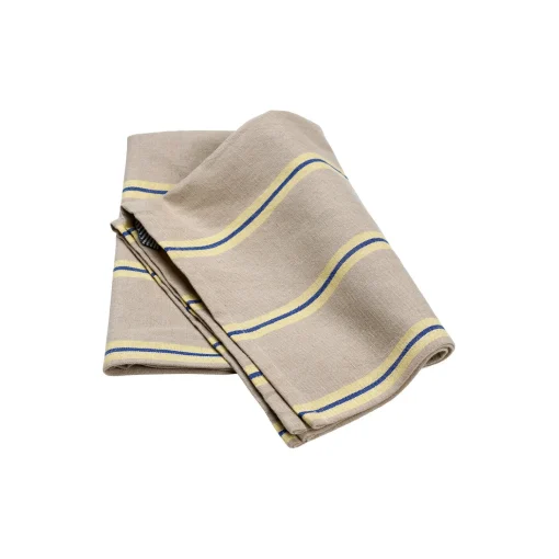 Ferm Living Hale Tea Towel, oyster/lemon/bright blue