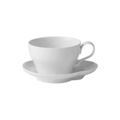 Royal Copenhagen Hvid Elements kop med underkop 26 cl