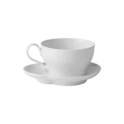 Royal Copenhagen Hvid Elements kop med underkop 26 cl