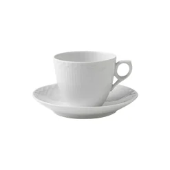 Royal Copenhagen Hvid Halvblonde kaffekop med underkop