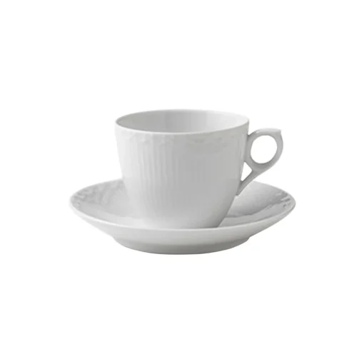 Royal Copenhagen Hvid Halvblonde kaffekop med underkop