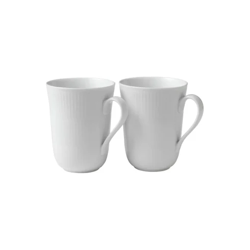 Royal Copenhagen Hvid Riflet krus 36 cl, 2 stk