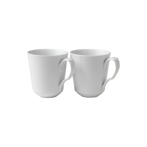Royal Copenhagen Hvid Riflet krus 38 cl, 2 stk