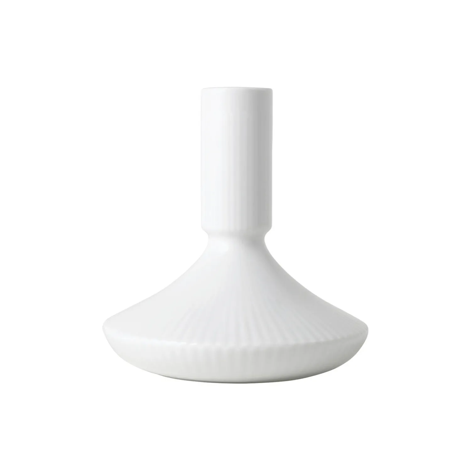 Royal Copenhagen Hvid Riflet lysestage 12 cm