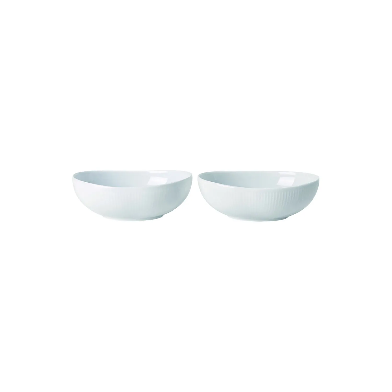 Royal Copenhagen Hvid Riflet oval skål 37 cl, 2 stk