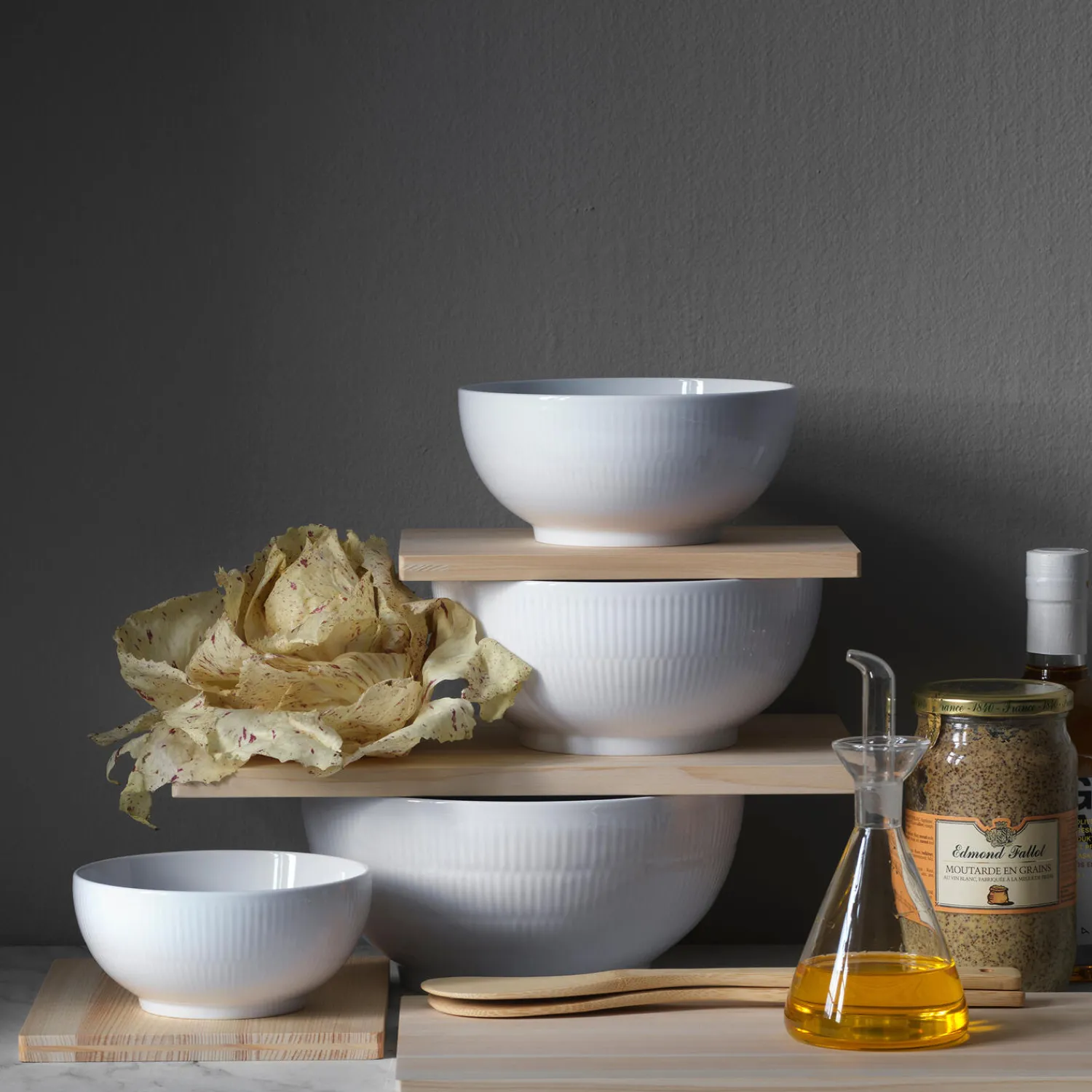 Royal Copenhagen Hvid Riflet skål 310 cl