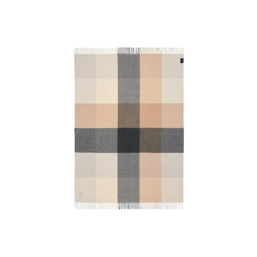 Lexington Icons CheckedRecycledWoolThrow, white/beige/grey