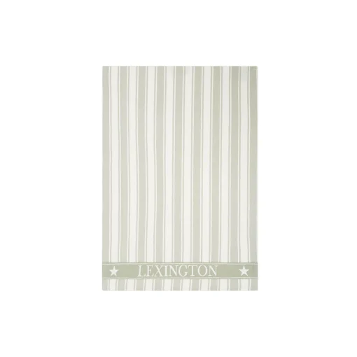 Lexington Icons Cotton Twill Waffle Striped Kitchen Towel, sage green/white