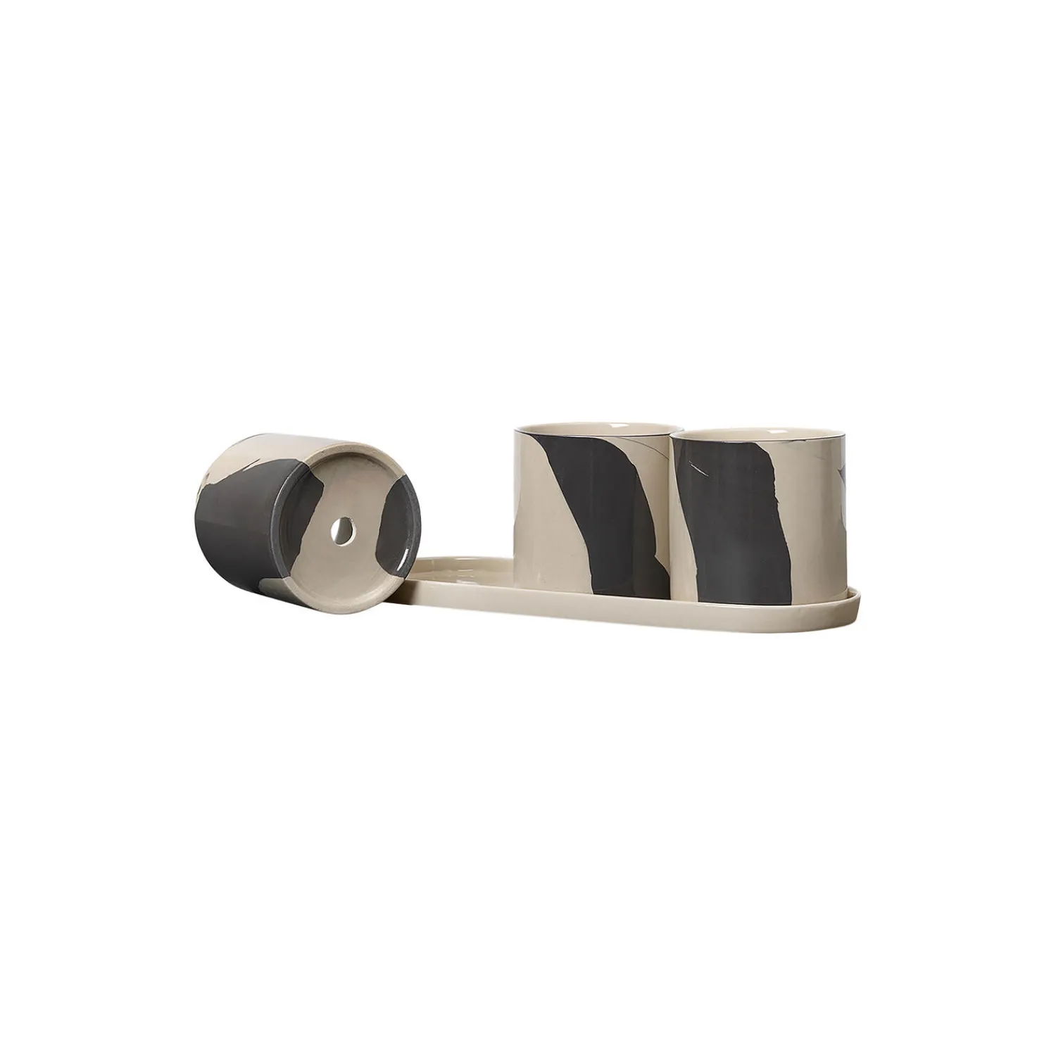 Ferm Living Inlay Herb Pots, sand/brown
