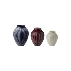 Knabstrup Keramik Knabstrup mini vase ripple 3 Stk., berry, sand, blue