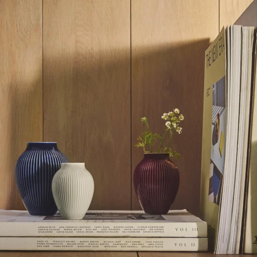 Knabstrup Keramik Knabstrup mini vase ripple 3 Stk., berry, sand, blue