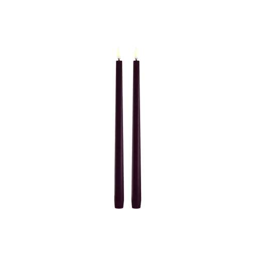 Uyuni Lighting LED slim taper candle 2-pack, wine red
