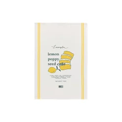 Lexington Lemon Poppy Organic Cotton Kitchen Towel, white/yellow