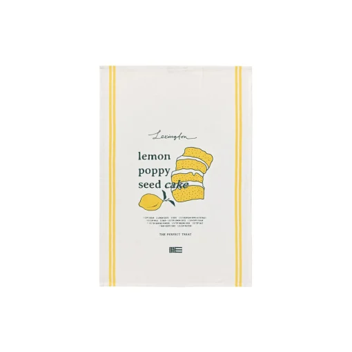 Lexington Lemon Poppy Organic Cotton Kitchen Towel, white/yellow
