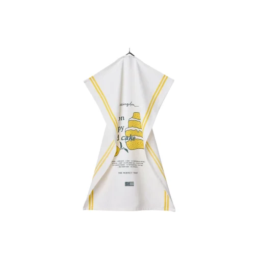Lexington Lemon Poppy Organic Cotton Kitchen Towel, white/yellow