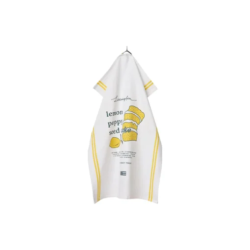 Lexington Lemon Poppy Organic Cotton Kitchen Towel, white/yellow
