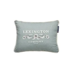 Lexington Logo Linen/Cotton Pillow, eucalyptus/white