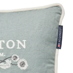 Lexington Logo Linen/Cotton Pillow, eucalyptus/white