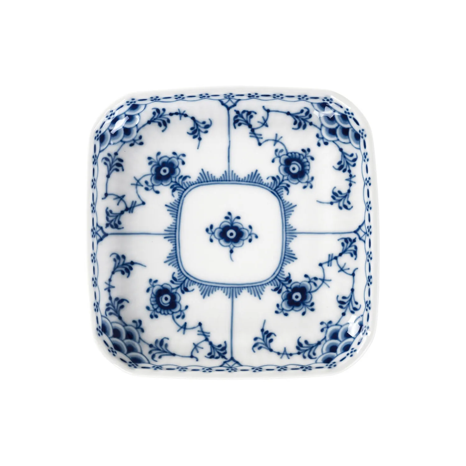 Royal Copenhagen Musselmalet Halvblonde firkantet tallerken 10,5 cm
