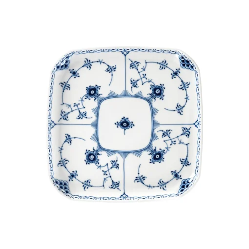 Royal Copenhagen Musselmalet Halvblonde firkantet tallerken 21 cm