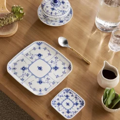 Royal Copenhagen Musselmalet Halvblonde firkantet tallerken 21 cm