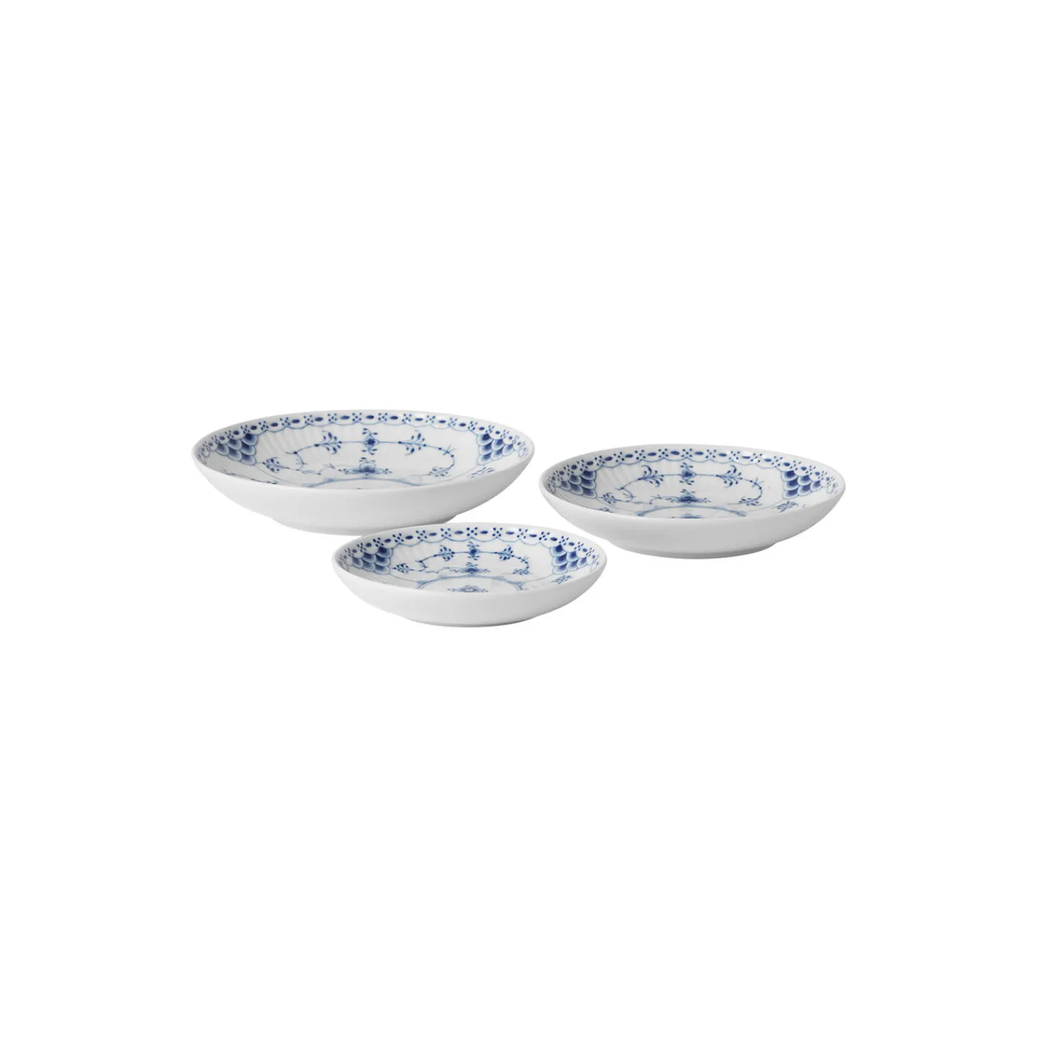 Royal Copenhagen Musselmalet Halvblonde skålsæt, 3 stk