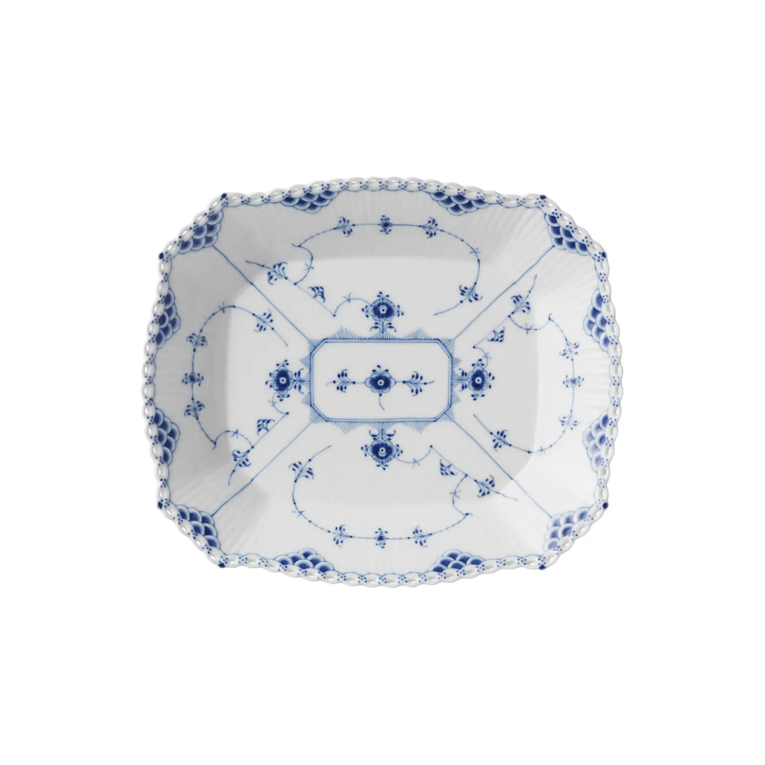 Royal Copenhagen Musselmalet Helblonde firkantet fad 26 cm