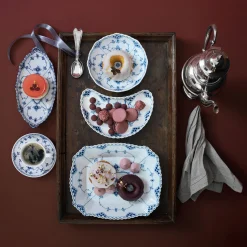 Royal Copenhagen Musselmalet Helblonde firkantet fad 26 cm