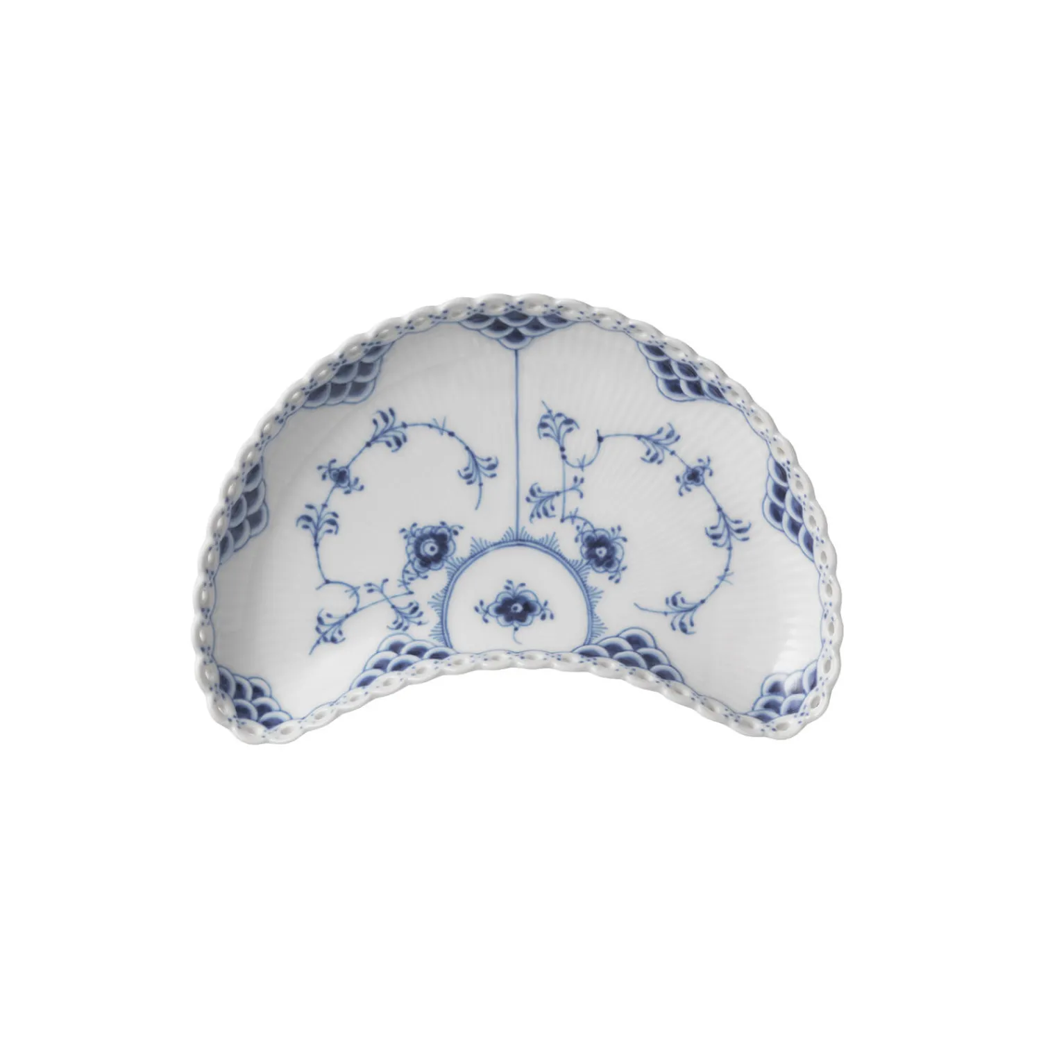 Royal Copenhagen Musselmalet Helblonde halvmåneformet asiet 22 cm
